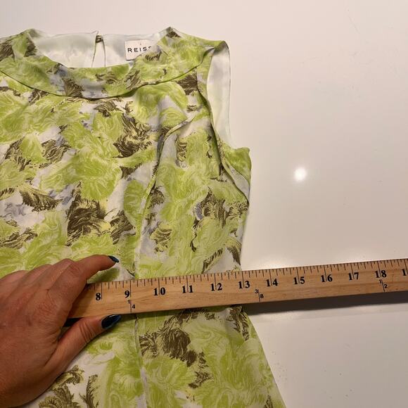 Reiss Lime Green Floral Printed Montgomery Sleeveless Shift Dress Size 2 - Picture 7 of 8